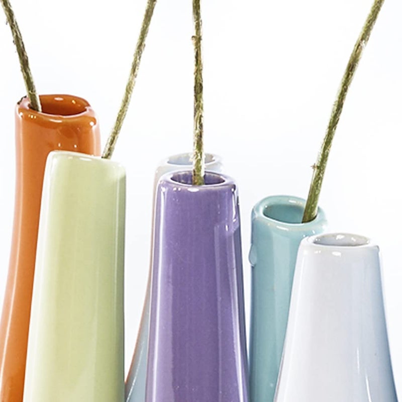Chive - Pooley 2, Ceramic Flower Vase, 8-Tube Shape (Orange) - Image 2